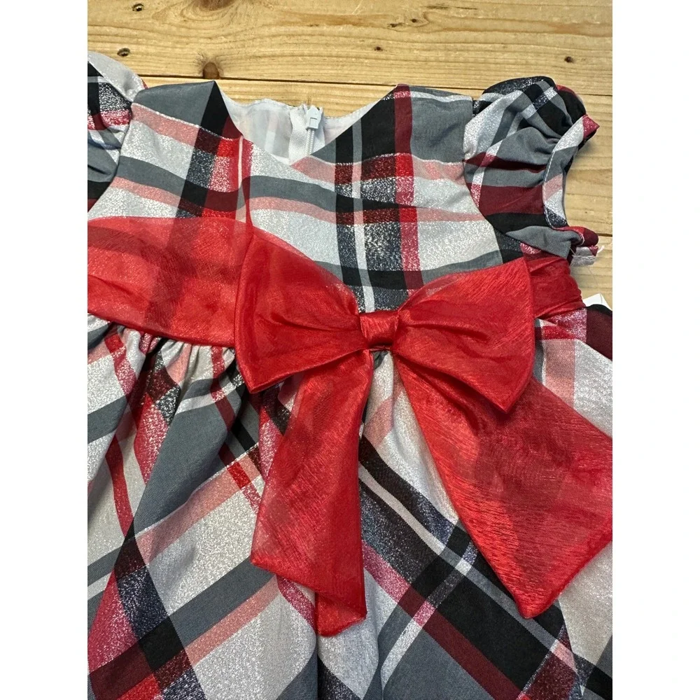 Bonnie Baby Plaid Dress Red Bow Girls Size 18 Months Holiday Christmas‎